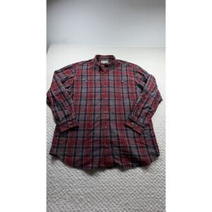 Duluth Trading Flannel Shirt Mens XL Red Plaid Work Wear Lumberjack Outdoor